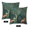 ChangQingArt Forest Fox Hares Blue Green Floral Throw Pillow Covers Case Home 18"x 18" view 3