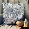 The HomeCentric Pillow Cover, Pack of 2, 22x22 inch (55x55 cm) Cushion Cover, Silver Accent Pillow, 3D Sequins Flower Glitter Floral Theme Pillow Cover, Art Silk Square Pillow Cover - Metallic Floral view 2