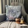 The HomeCentric Pillow Cover, Pack of 2, 22x22 inch (55x55 cm) Cushion Cover, Silver Accent Pillow, 3D Sequins Flower Glitter Floral Theme Pillow Cover, Art Silk Square Pillow Cover - Metallic Floral view 3