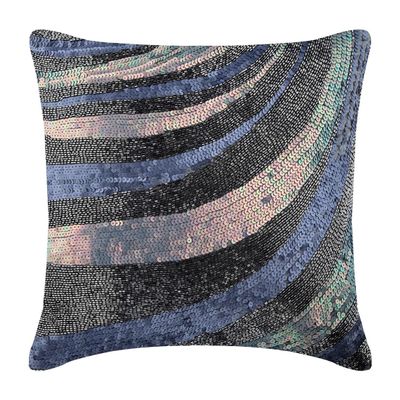 The HomeCentric Pillow Cover Pack of 2 18x18 inch (45x45 cm) Grey Decorative Cushion Cover Metallic Sequins Beaded Sparkly Glitter Pillow Cover Square Silk Pillow Cover Couch Abstract - Wild Night