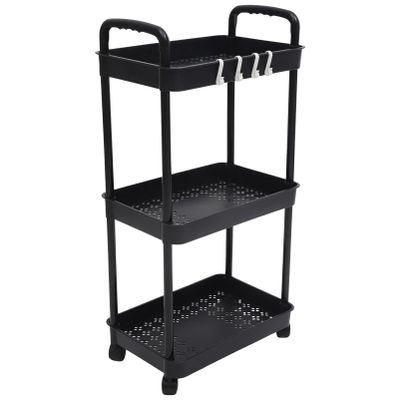 MAGICLULU Bathroom Organizer Trolley Storage Cart 3-Tier Rolling Cart Trolley Organizers