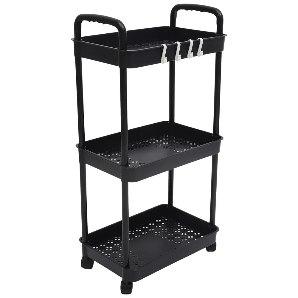 MAGICLULU Bathroom Organizer Trolley Storage Cart 3-Tier Rolling Cart Trolley Organizers