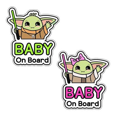 Baby on Board Sticker for Cars Cartoon Type [03. Cute Alien Boy + 04. Cute Alien Girl]