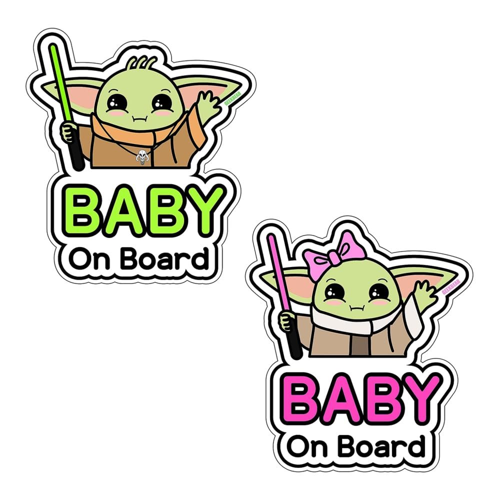 Baby on Board Sticker for Cars Cartoon Type [03. Cute Alien Boy + 04. Cute Alien Girl]