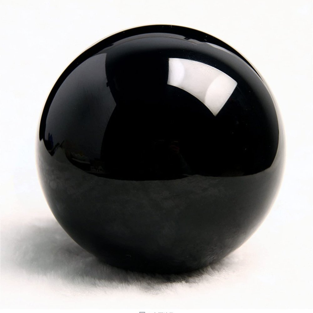 AAKOMA Black Obsidian Crystal Ball Minerals Stones Sphere with Decorative Wooden Stand Fengshui Ball, Crystal, Divination Sphere, Home Decoration,5.9 (Size : 2.0"(5cm))