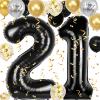 21st Birthday Decorations for Him, 40 inch 21 Balloon Numbers, 18 pcs 12 inch Birthday Decoration Balloons for 21st Men Women Birthday Anniversary Party Decoration view 1