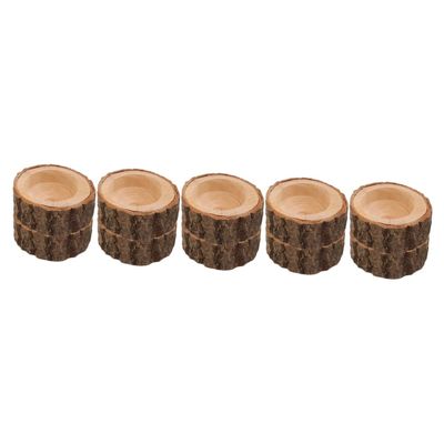 DOITOOL 10pcs Wooden Tealight Holders Rustic Log Candle Stands for Home Decor Wedding Centerpieces Romantic Dinner Party Decorations Miniature Votive Candle Holders