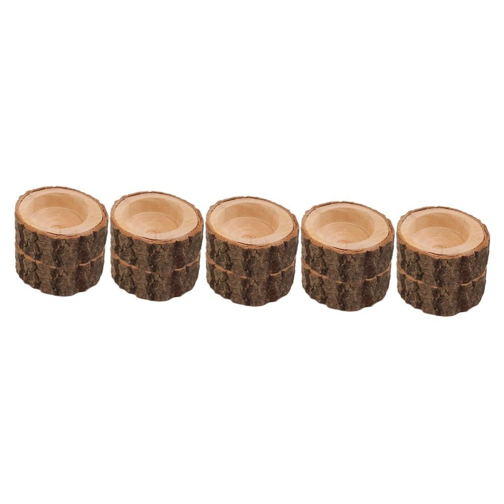 DOITOOL 10pcs Wooden Tealight Holders Rustic Log Candle Stands for Home Decor Wedding Centerpieces Romantic Dinner Party Decorations Miniature Votive Candle Holders