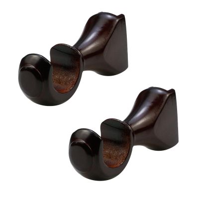KUMGROT 2 PCS Wood Curtain Rod Brackets 35mm/1.37in Diameter Antique Window Curtain Rod Holder Heavy Duty Single Support for 1-2/5" Pole, Red Brown