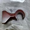 KUMGROT 2 PCS Wood Curtain Rod Brackets 35mm/1.37in Diameter Antique Window Curtain Rod Holder Heavy Duty Single Support for 1-2/5" Pole, Red Brown view 3