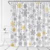 ABONAN Snowflake Shower Curtain Grey Gold Christmas Snowflakes Merry Xmas Winter Holiday Fabric Bathroom Curtains Decor Set with Hook(47" WX70 H) view 1