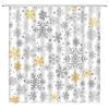 ABONAN Snowflake Shower Curtain Grey Gold Christmas Snowflakes Merry Xmas Winter Holiday Fabric Bathroom Curtains Decor Set with Hook(47" WX70 H) view 2