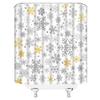 ABONAN Snowflake Shower Curtain Grey Gold Christmas Snowflakes Merry Xmas Winter Holiday Fabric Bathroom Curtains Decor Set with Hook(47" WX70 H) view 3