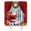 ABONAN Christmas Shower Curtain Santa Claus Winter Forest Snow Scenery Xmas Tree Christmas Wreath Red Christmas Curtain Holiday Fabric Bathroom Curtains Decor Set with Hook(47" WX70 H) view 3