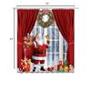 ABONAN Christmas Shower Curtain Santa Claus Winter Forest Snow Scenery Xmas Tree Christmas Wreath Red Christmas Curtain Holiday Fabric Bathroom Curtains Decor Set with Hook(47" WX70 H) view 4