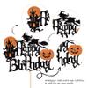 1 Pack Halloween Happy Birthday Cake Topper Glitter Witch Leg Haunted House Pumpkin Cake Pick for Halloween Themed Cupcake Decoration Birthday Party Supplies view 3
