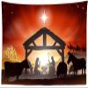 CORFOTO 180x117 Inch Fabric Christmas Birth of Jesus Tapestry Manger Nativity Scene Silhouette Wall Hanging Christian Tapestry for Wall Decor Bedroom Aesthetic Living Room College Dorm Decor Wallpaper view 1