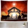 CORFOTO 180x117 Inch Fabric Christmas Birth of Jesus Tapestry Manger Nativity Scene Silhouette Wall Hanging Christian Tapestry for Wall Decor Bedroom Aesthetic Living Room College Dorm Decor Wallpaper view 2