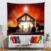 CORFOTO 180x117 Inch Fabric Christmas Birth of Jesus Tapestry Manger Nativity Scene Silhouette Wall Hanging Christian Tapestry for Wall Decor Bedroom Aesthetic Living Room College Dorm Decor Wallpaper view 3