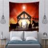 CORFOTO 180x117 Inch Fabric Christmas Birth of Jesus Tapestry Manger Nativity Scene Silhouette Wall Hanging Christian Tapestry for Wall Decor Bedroom Aesthetic Living Room College Dorm Decor Wallpaper view 4