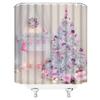 ABONAN Christmas Shower Curtain Pink Christmas Trees Christmas Pink Balls Gifts Xmas Fireplace Fabric Bathroom Curtains Decor Set with Hook(47" WX70 H) view 2