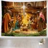 CORFOTO 117x98 Inch Fabric Birth of Jesus Tapestry Manger Nativity Scene Wall Hanging Church Religion Christian Tapestry for Wall Decor Bedroom Aesthetic Living Room College Dorm Decor Wallpaper view 2
