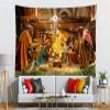 CORFOTO 117x98 Inch Fabric Birth of Jesus Tapestry Manger Nativity Scene Wall Hanging Church Religion Christian Tapestry for Wall Decor Bedroom Aesthetic Living Room College Dorm Decor Wallpaper view 3