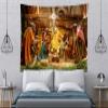 CORFOTO 117x98 Inch Fabric Birth of Jesus Tapestry Manger Nativity Scene Wall Hanging Church Religion Christian Tapestry for Wall Decor Bedroom Aesthetic Living Room College Dorm Decor Wallpaper view 4