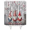 ABONAN Christmas Gnomes Shower Curtain Cute Gnomes Xmas Pine Tree Berry Snowflake Winter Holiday Rustic Santa Claus Farmhouse Brown Wooden Fabric Bathroom Curtains Decor Set with Hook(47" WX70 H) view 3
