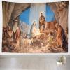 CORFOTO 81x59 Inch Fabric Christmas Birth of Jesus Tapestry Night Manger Nativity Scene Painting Wall Hanging Christian Tapestry for Wall Decor Bedroom Aesthetic Living Room Decor Wall Art Poster view 2