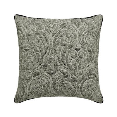 The HomeCentric Decorative Grey Pack of 2, 16"x16" (40x40 cm) Throw Pillow Covers, Jacquard Quilted & Damask Throw Pillows for Sofa, Damask Victorian & Modern Style - Gryselda