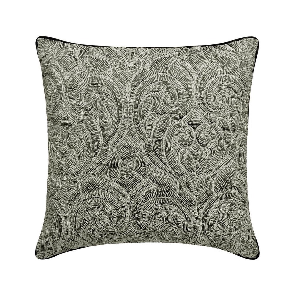 The HomeCentric Decorative Grey Pack of 2, 16"x16" (40x40 cm) Throw Pillow Covers, Jacquard Quilted & Damask Throw Pillows for Sofa, Damask Victorian & Modern Style - Gryselda