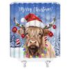 ABONAN Merry Christmas Shower Curtain Christmas Highland Cow Xmas Bull Rustic Farmhouse Winter Forest New Year Holiday Fabric Bathroom Curtains Decor Set with Hook(59" Wx70 H) view 3