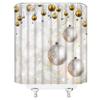 ABONAN Merry Christmas Shower Curtain Silver Christmas Balls Snowflake Happy New Year Fantasy Xmas Ball Winter Holiday Fabric Bathroom Curtains Decor Set with Hook(47" WX70 H) view 3