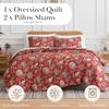 Southshore Fine Living, Inc. Oversized Quilt Bedding Set, 2-Piece Twin XL Coverlet with Matching Sham, Jacobean Willow Floral Coverlet, All Season Quilt Bedspread, Lightweight Twin Quilts, Red view 2
