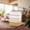 AINUOQI Laundry Hamper Large Laundry Basket with Leather Handles, Decorative Storage Cotton Rope Woven Basket for Blankets, Clothes Hamper for Living Room, Jute & White, 85L view 4