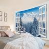HVEST Winter Wall Tapestry Snowy Forest Mountain Nature Landscape outside Window Tapestry Wall Hanging Xmas Tree Covered with Snow Wall Art for Bedroom Living Room Dorm Decor,70.9L X 92.5W inches view 1