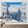 HVEST Winter Wall Tapestry Snowy Forest Mountain Nature Landscape outside Window Tapestry Wall Hanging Xmas Tree Covered with Snow Wall Art for Bedroom Living Room Dorm Decor,70.9L X 92.5W inches view 2