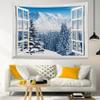 HVEST Winter Wall Tapestry Snowy Forest Mountain Nature Landscape outside Window Tapestry Wall Hanging Xmas Tree Covered with Snow Wall Art for Bedroom Living Room Dorm Decor,70.9L X 92.5W inches view 3