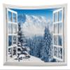HVEST Winter Wall Tapestry Snowy Forest Mountain Nature Landscape outside Window Tapestry Wall Hanging Xmas Tree Covered with Snow Wall Art for Bedroom Living Room Dorm Decor,70.9L X 92.5W inches view 4