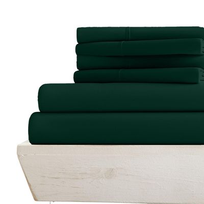 6-PC Giza Sheet Set - 1000-Thread-Count 100% Giza Egyptian Cotton - 1 Fitted, 1 Flat, 4 Pillowcases Soft Long Staple Cotton 1000TC, Fit Upto 15" Deep Pockets - Short King, Teal Blue