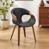 Art Leon Desk Chair No Wheels - Mid Century Modern Chair, Faux Leather Upholstered Office Chair with Wood Legs for Living Room Bedroom, Walnut Bentwood, Black view 1