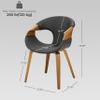 Art Leon Desk Chair No Wheels - Mid Century Modern Chair, Faux Leather Upholstered Office Chair with Wood Legs for Living Room Bedroom, Walnut Bentwood, Black view 2