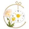 AOKLEY Decorative Wall Clocks Metal Shell HD UV Printed Flower Wall Clock Silent Non-Ticking Modern Wall Clock for Living Room, Bedroom, Dining Room, Cafes, Hotels 19.6 * 16.5in view 1