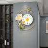AOKLEY Decorative Wall Clocks Metal Shell HD UV Printed Flower Wall Clock Silent Non-Ticking Modern Wall Clock for Living Room, Bedroom, Dining Room, Cafes, Hotels 19.6 * 16.5in view 4