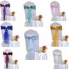 DDCBNS Red 50 PCS Classic Double Bow Gauze Stretch Chair Sashes,Organza Elastic Sashes Chair Bands for Wedding Party Reception Events Celebration Banquets Hotel Event Decorations Chairs Decoration view 3