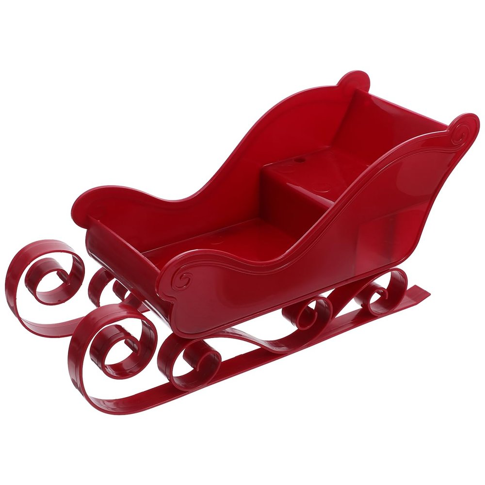 DECHOUS Christmas Santa Sleigh Basket, Christmas Candy Dish Small Plastic Sleigh Candy Bowl Red Basket Tabletop Decor for Home Holiday Decoration