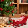 DECHOUS Christmas Santa Sleigh Basket, Christmas Candy Dish Small Plastic Sleigh Candy Bowl Red Basket Tabletop Decor for Home Holiday Decoration view 2
