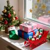DECHOUS Christmas Santa Sleigh Basket, Christmas Candy Dish Small Plastic Sleigh Candy Bowl Red Basket Tabletop Decor for Home Holiday Decoration view 3