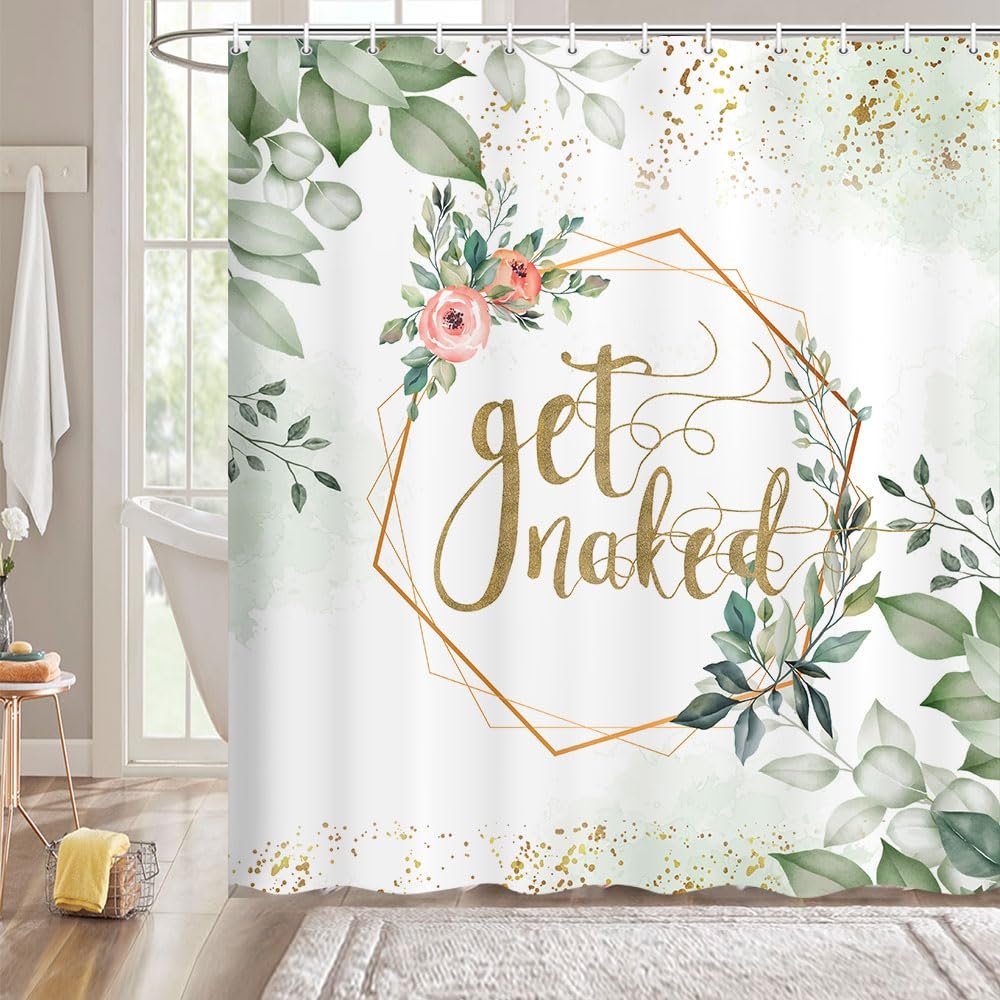 MDUKOIN Green Leaves Shower Curtain - Floral Shower Curtain for Bathroom - Eucalyptus Plant Decoration - Waterproof - 47x64in